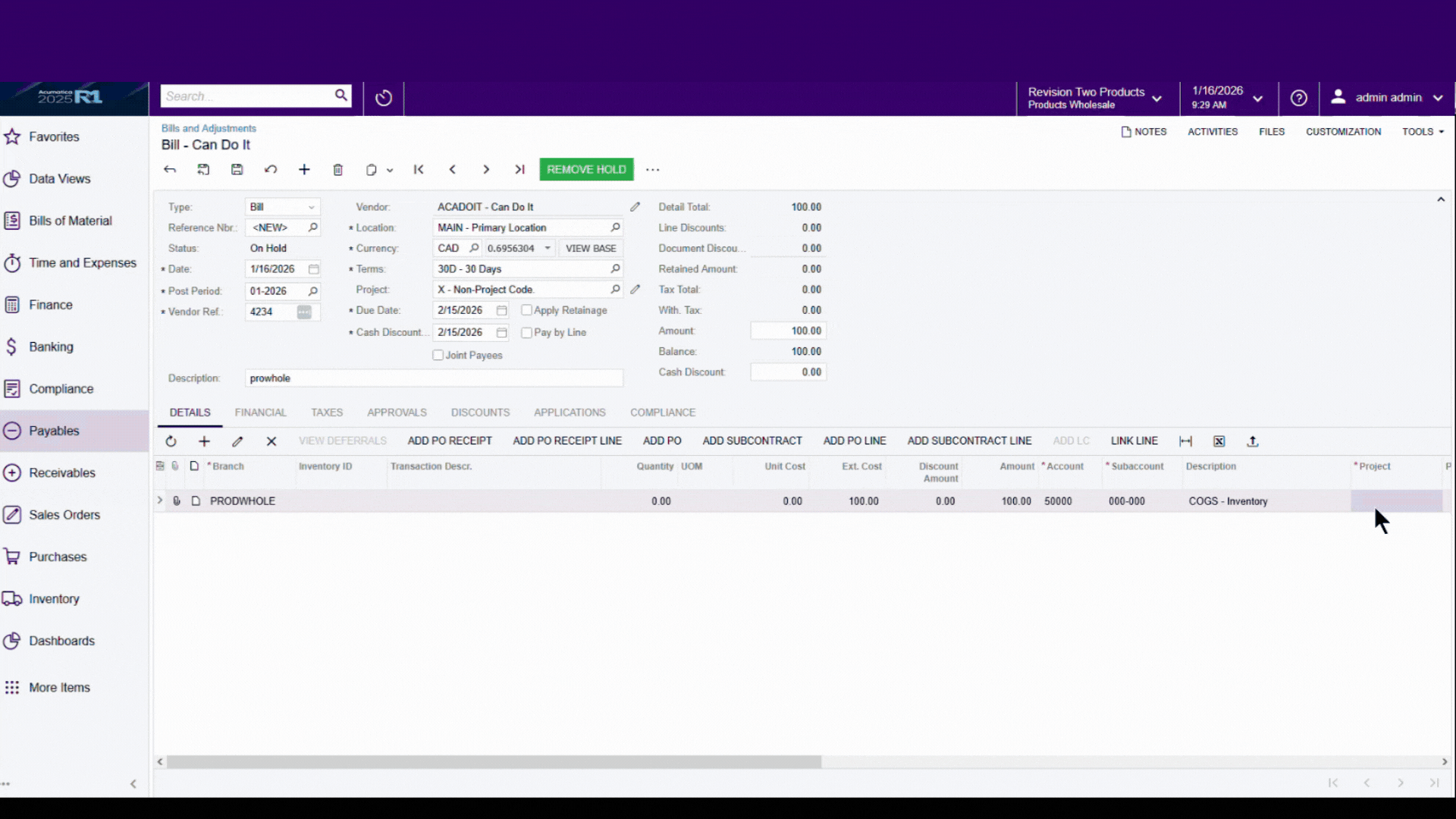 Vendor Management Demo